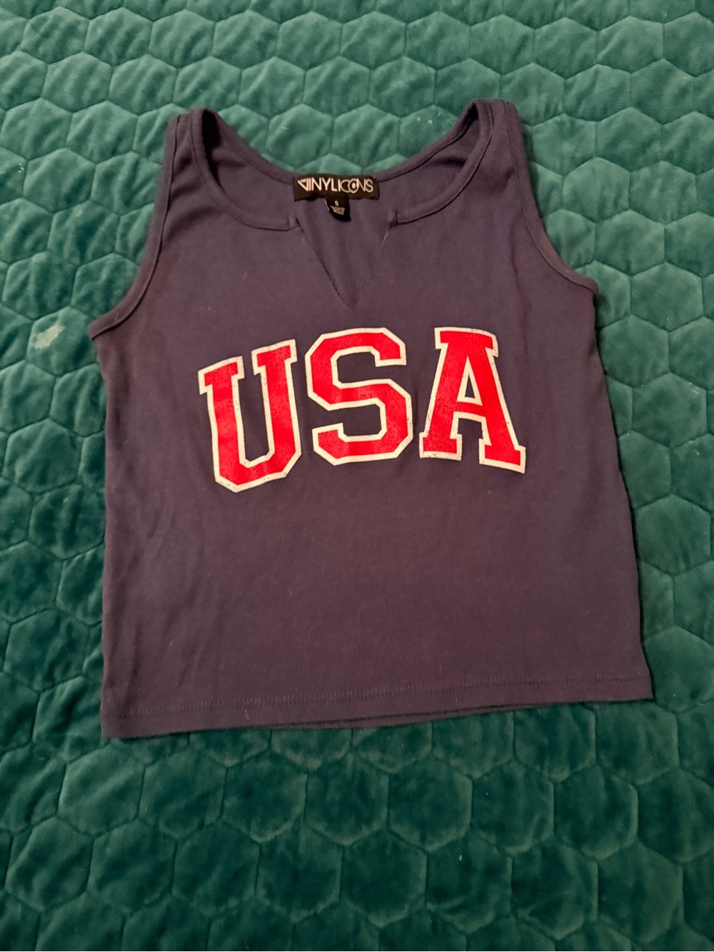 Vinyl Icons USA Graphic Cropped Tank Top Small 4th of July